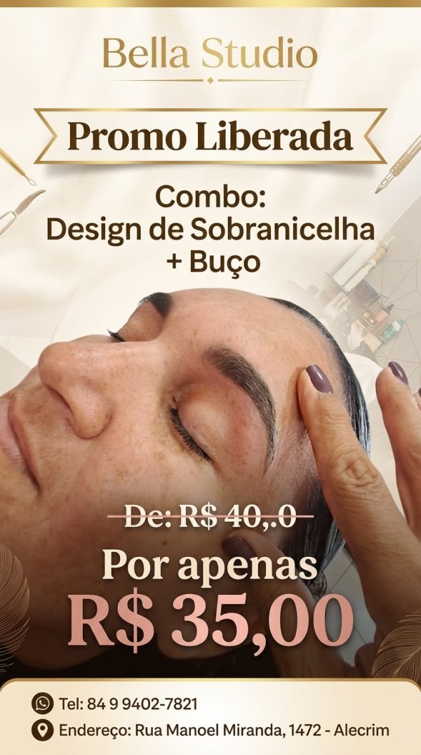 oferta Combo: Design de Sobrancelha + Buço da empresa Bella Studio