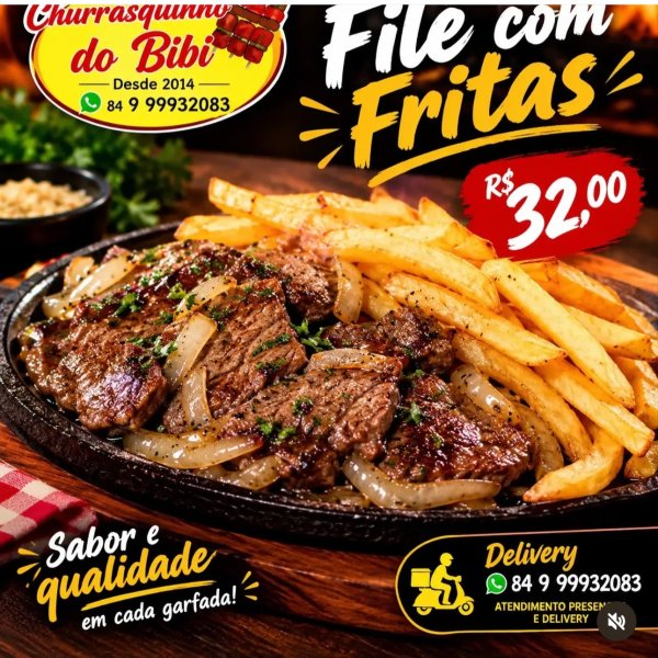 oferta Filé com Fritas da empresa Churrasquinho do Bibi | Espetaria