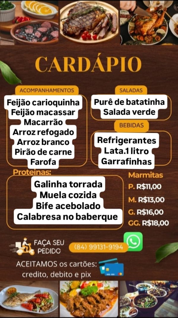 oferta Cardápio do Dia da empresa Restaurante e Lanchonete Tempero de Mãe