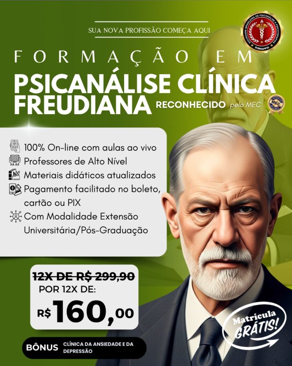 oferta Formação Em Psicanálise Clínica Freudiana da empresa Fateb EAD - Polo Natal
