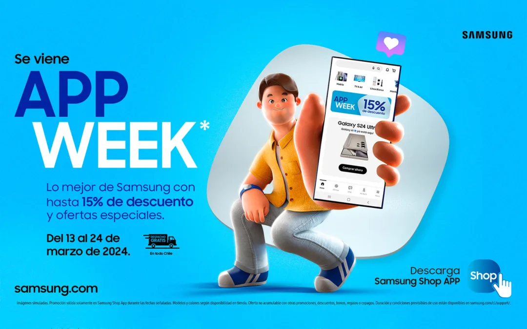 Samsung anunció su App Week. Descarga Shop App y obtén hasta un 15% descuento