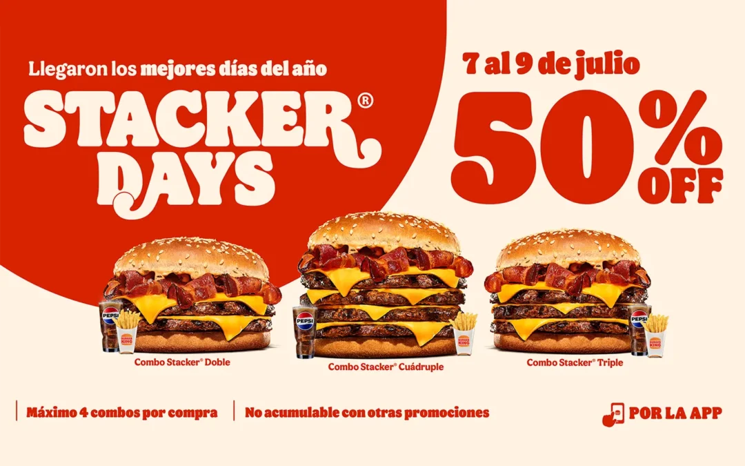 Burger King Chile celebra los Stacker Days con combos a mitad de precio