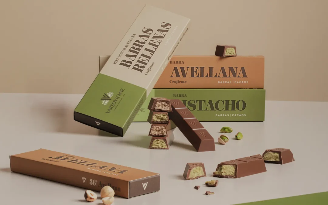Varsovienne presentó su nueva línea de Barras Rellenas de Chocolate deLeche con Pistacho y Avellana Crujiente