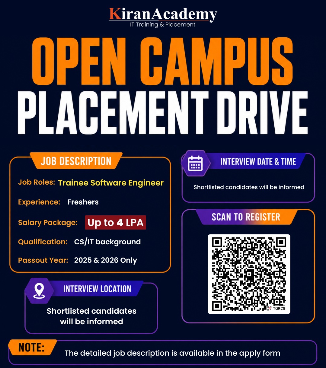Open Campus Drive Registration for Trainee Software Engineer