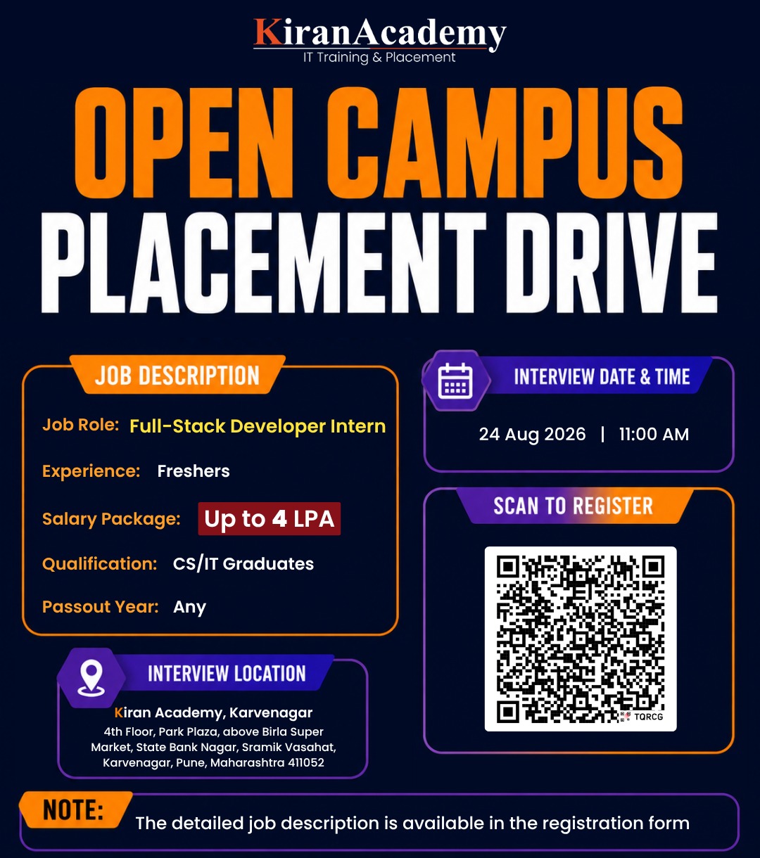 open campus drive for Full-Stack Developer Intern