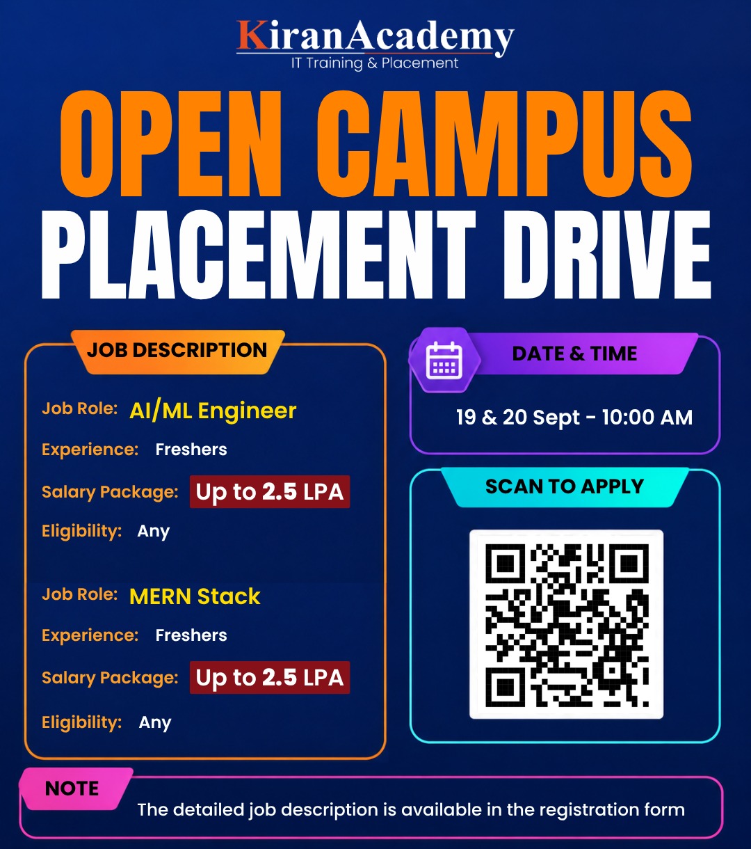open campus drive for MERN Stack Developer