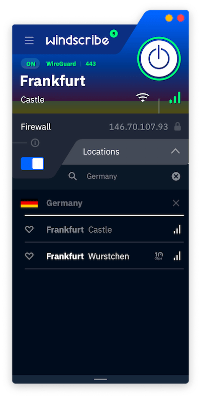 Windscribe Kostenlose deutsche Server