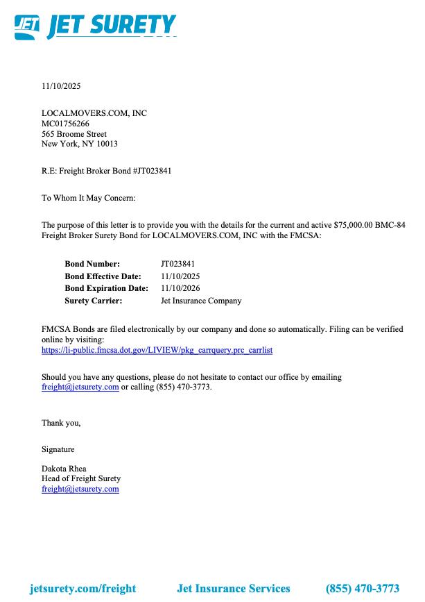 Preview of BMC-84 Surety Bond Confirmation