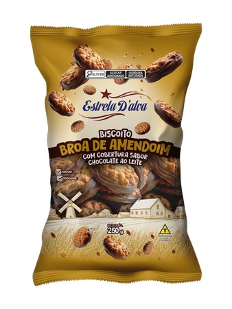 Broa de amendoim com cobertura de chocolate ao leite