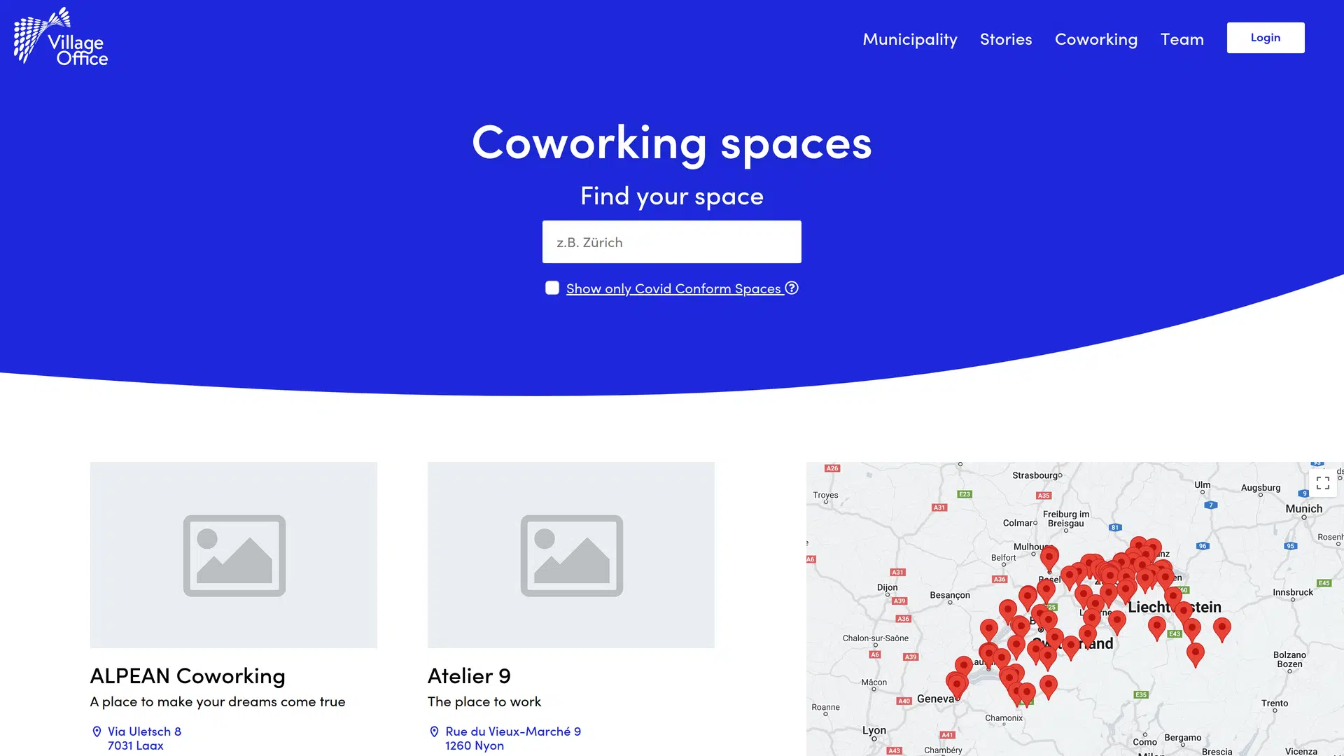 Coworkings page