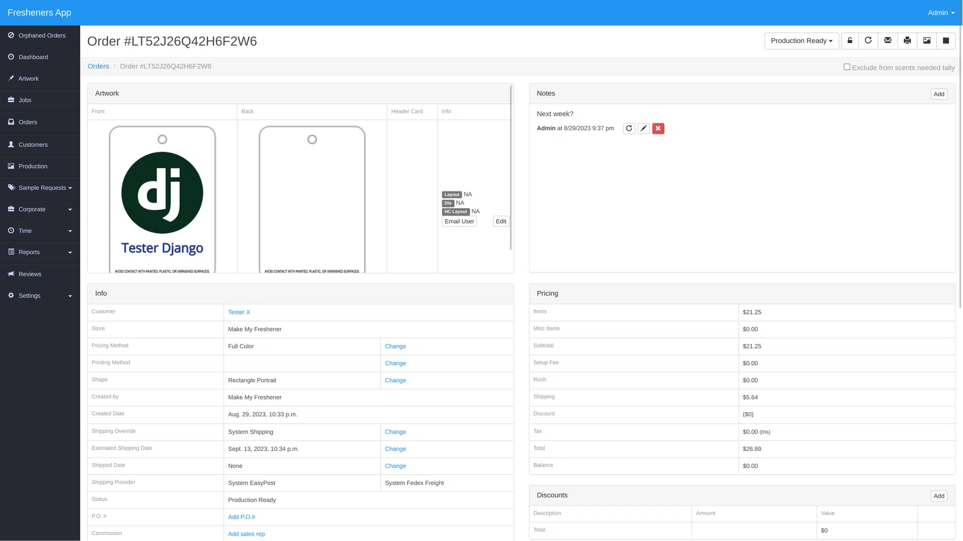 Dashboard order detail