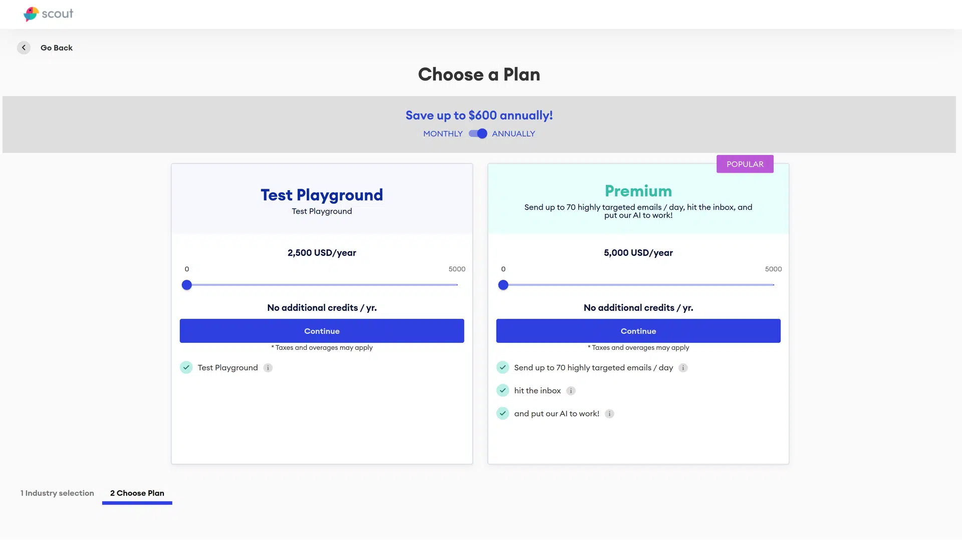 Pricing page