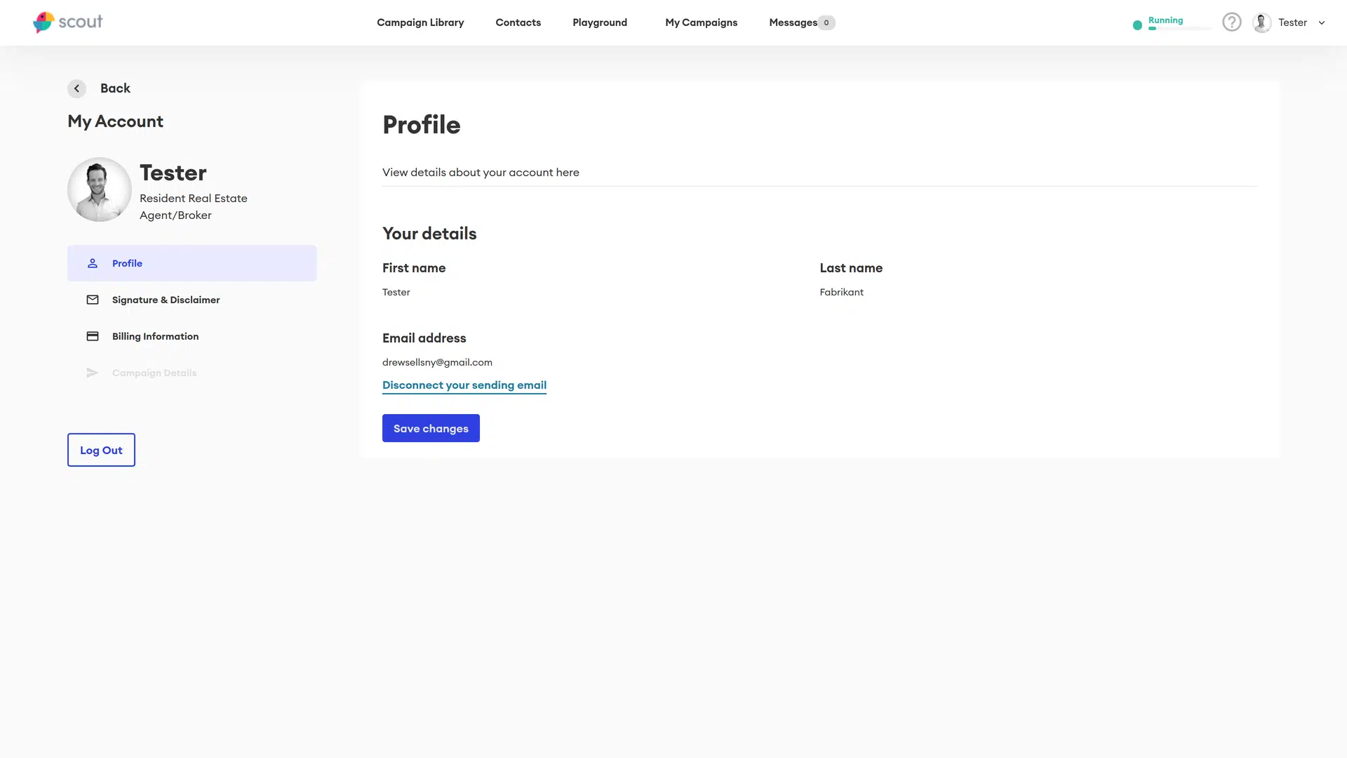 Profile page