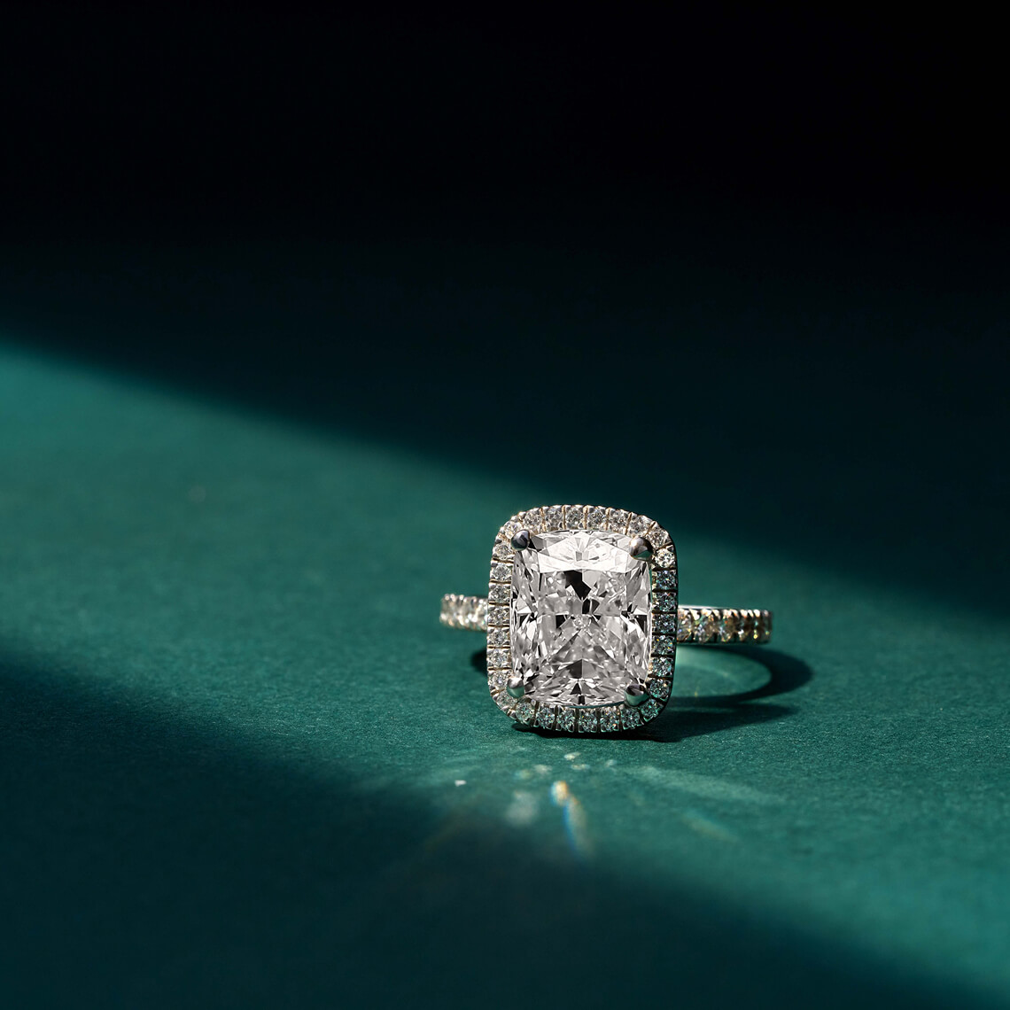 Cushion lab diamond ring