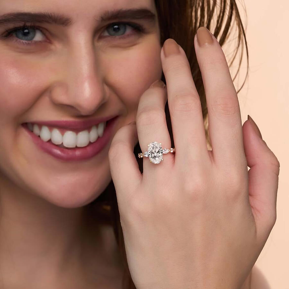 Oval lab diamond ring