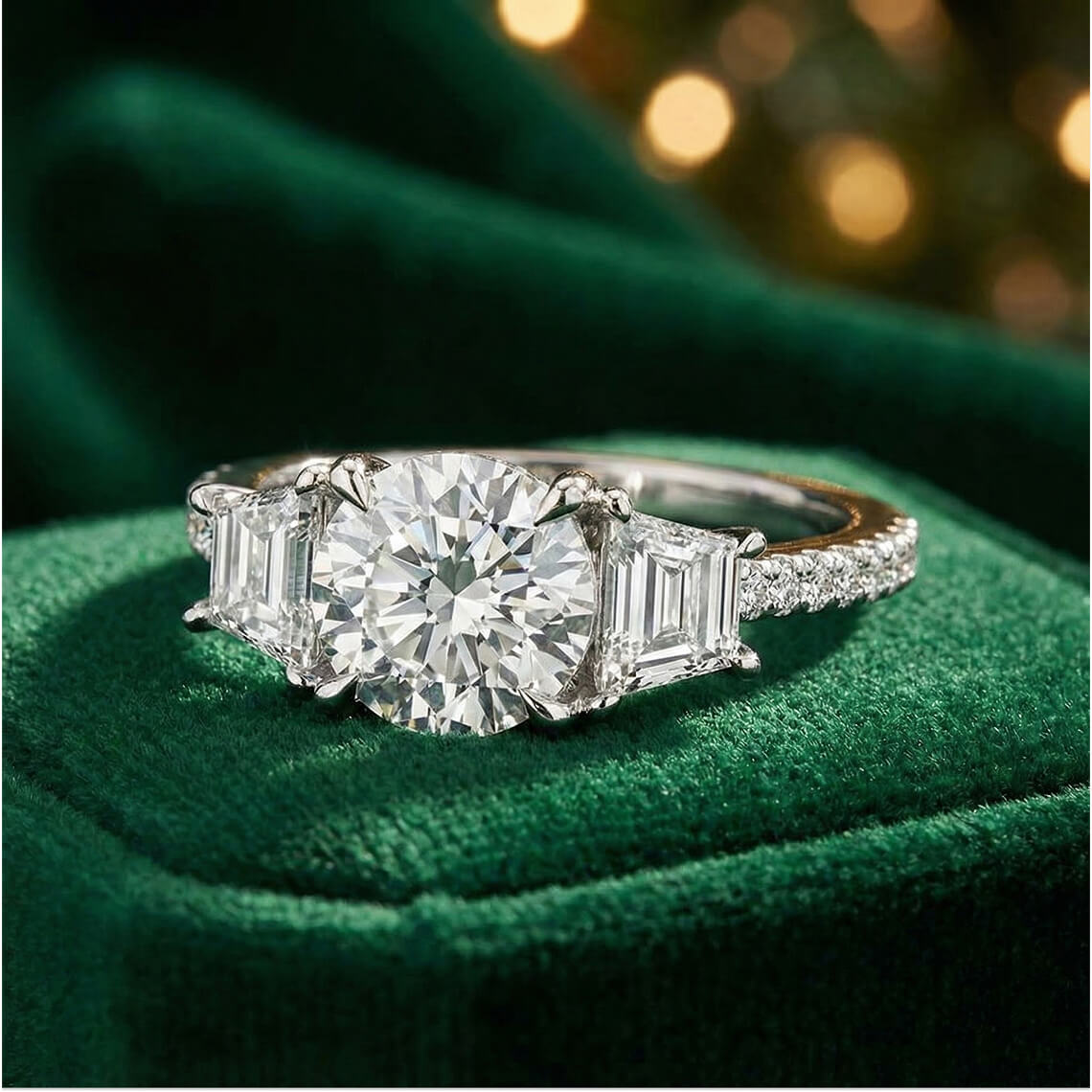 Three-stone engagement ring