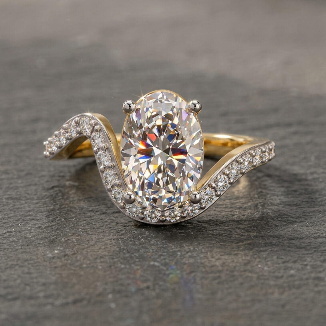 Aria Crest Half Pave Lab Diamond Ring