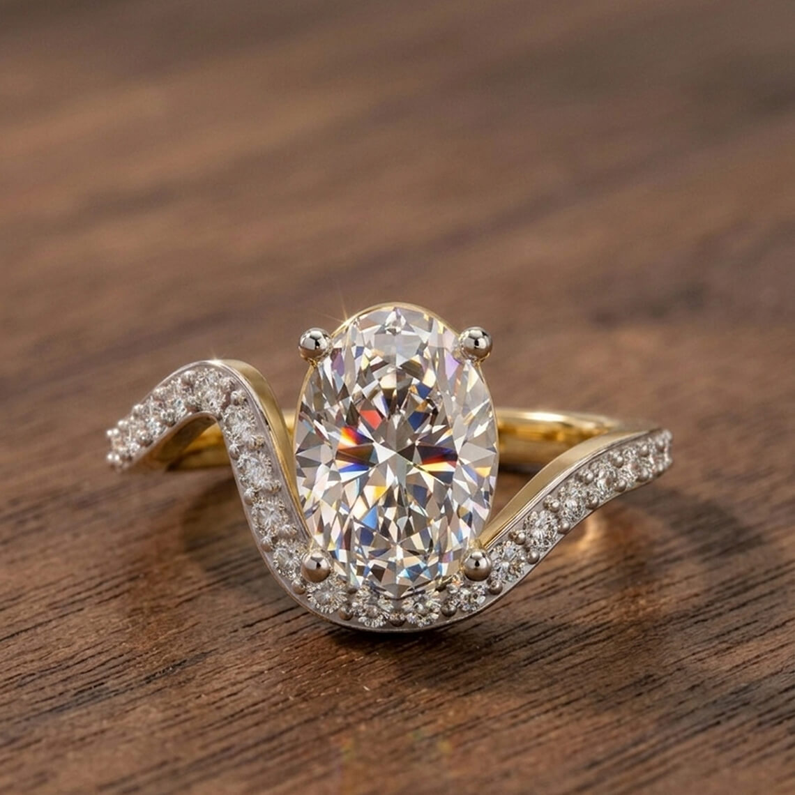 Aria Crest Half Pave Ring