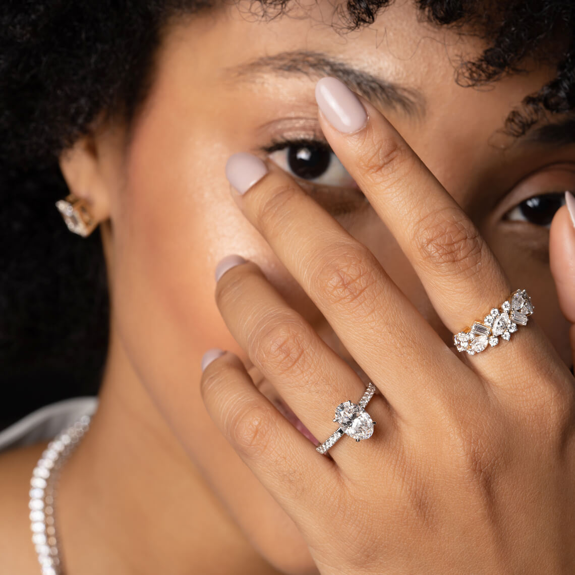 Oval lab diamond ring