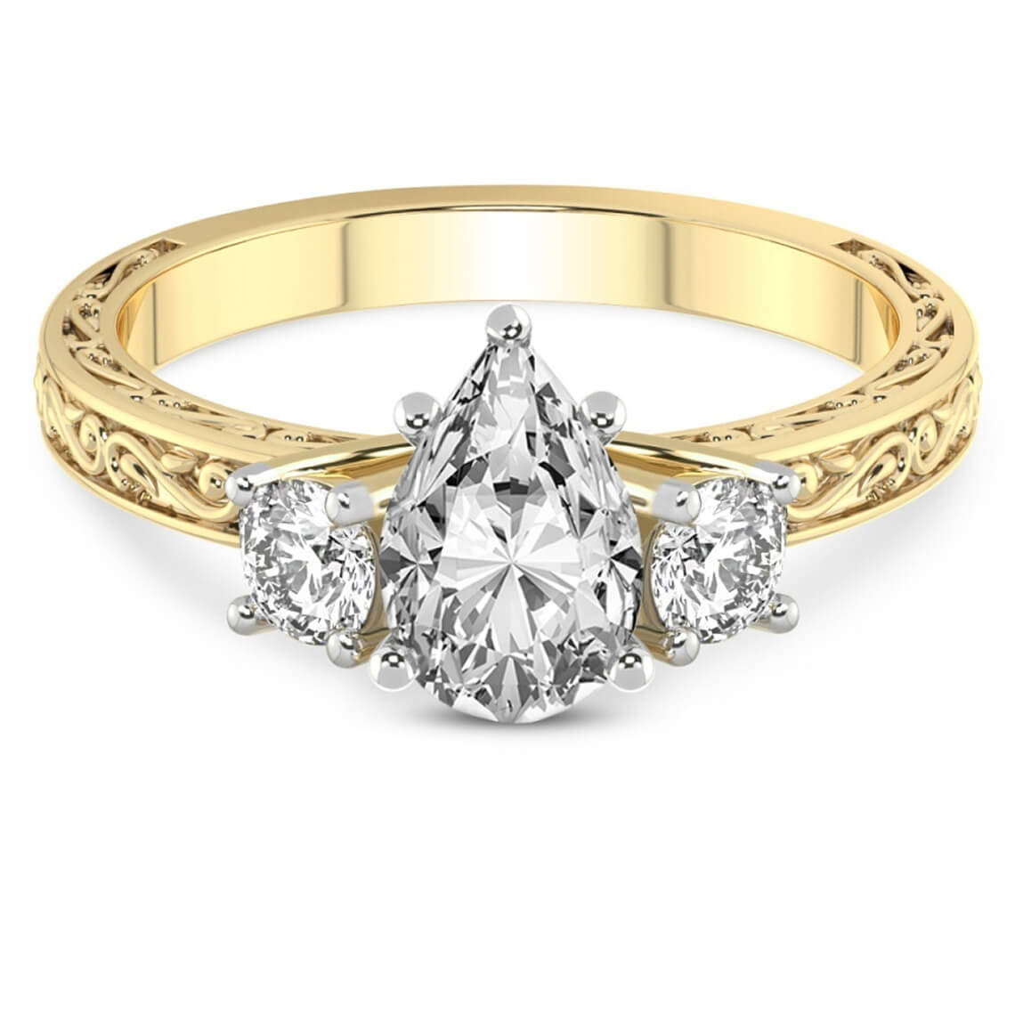 Valencia Three Stone Vintage Lab Diamond Ring