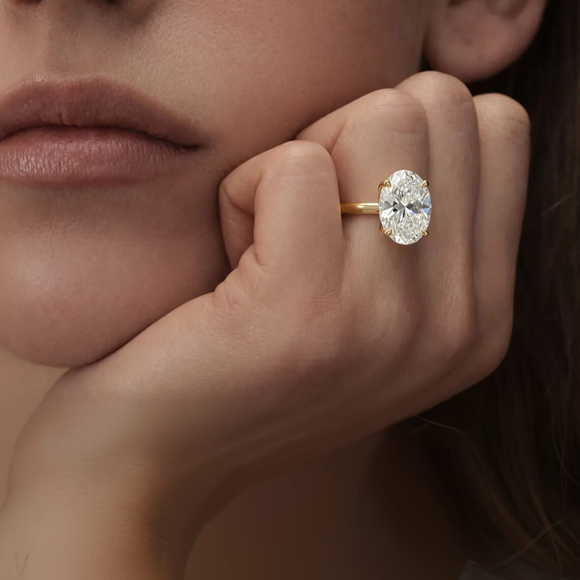 Solitaire oval engagement rings