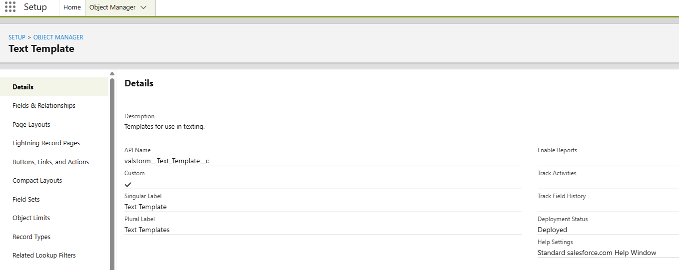 Text Template Object
