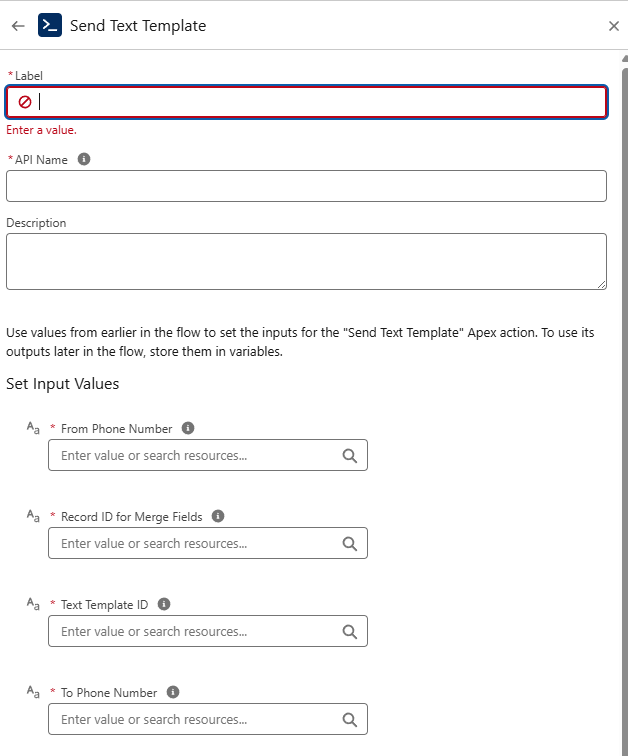 send text template flow