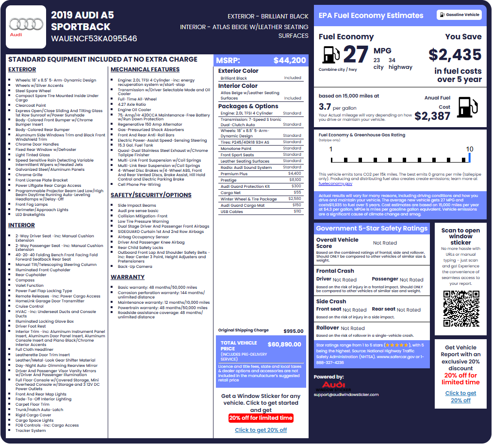 Audi Window Sticker vs Build Sheet: What's the Difference?