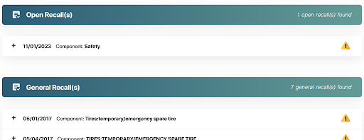 What you will find inside your recall check report