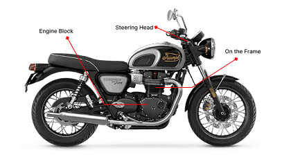 Photo of Motorcycle VIN Check: Key locations for VIN on a Triumph bike