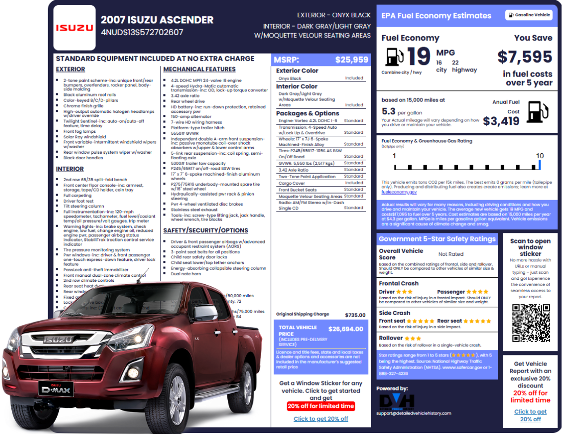 Photo of Isuzu Window sticker