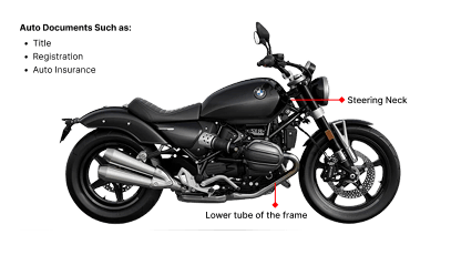 Photo of Motorcycle VIN Check: Key locations for VIN on a Motorrad bike