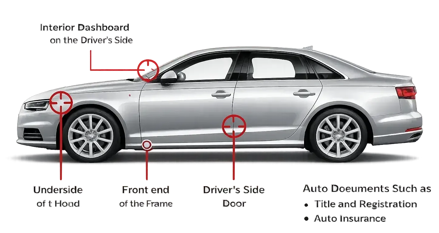 VIN location on car