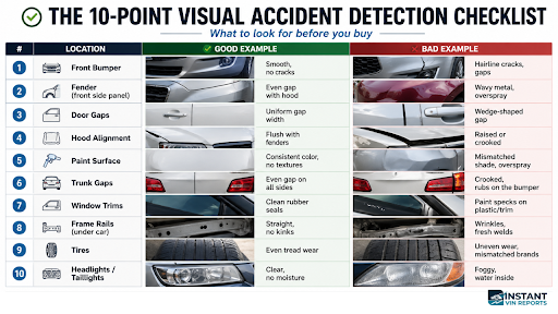 the image showing 10 point visual accident detection checklist