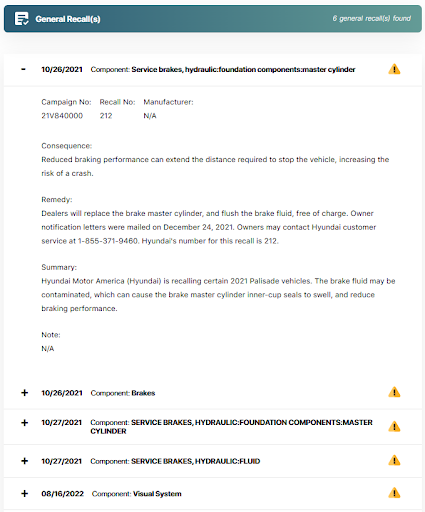 What a Hyundai Recall Report Will Show?