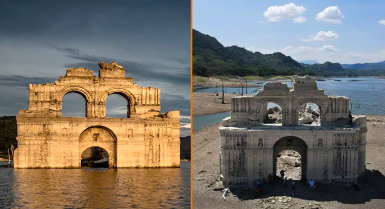 Iglesia Colonial emerge de las aguas en México