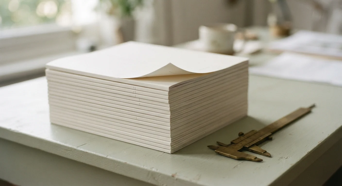 Stack of printed performance reports with the top sheet curling
