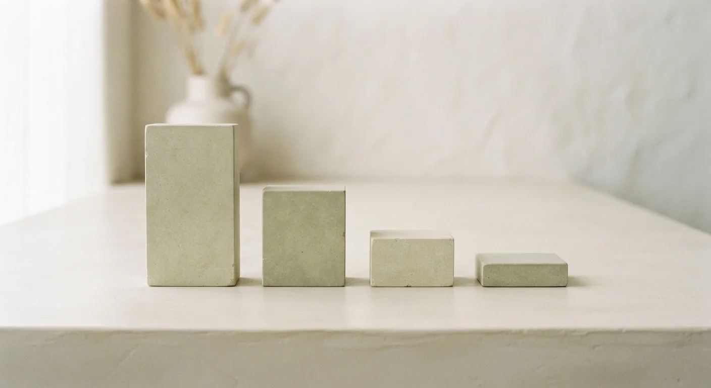 Stepped blocks descending in height across a plain surface