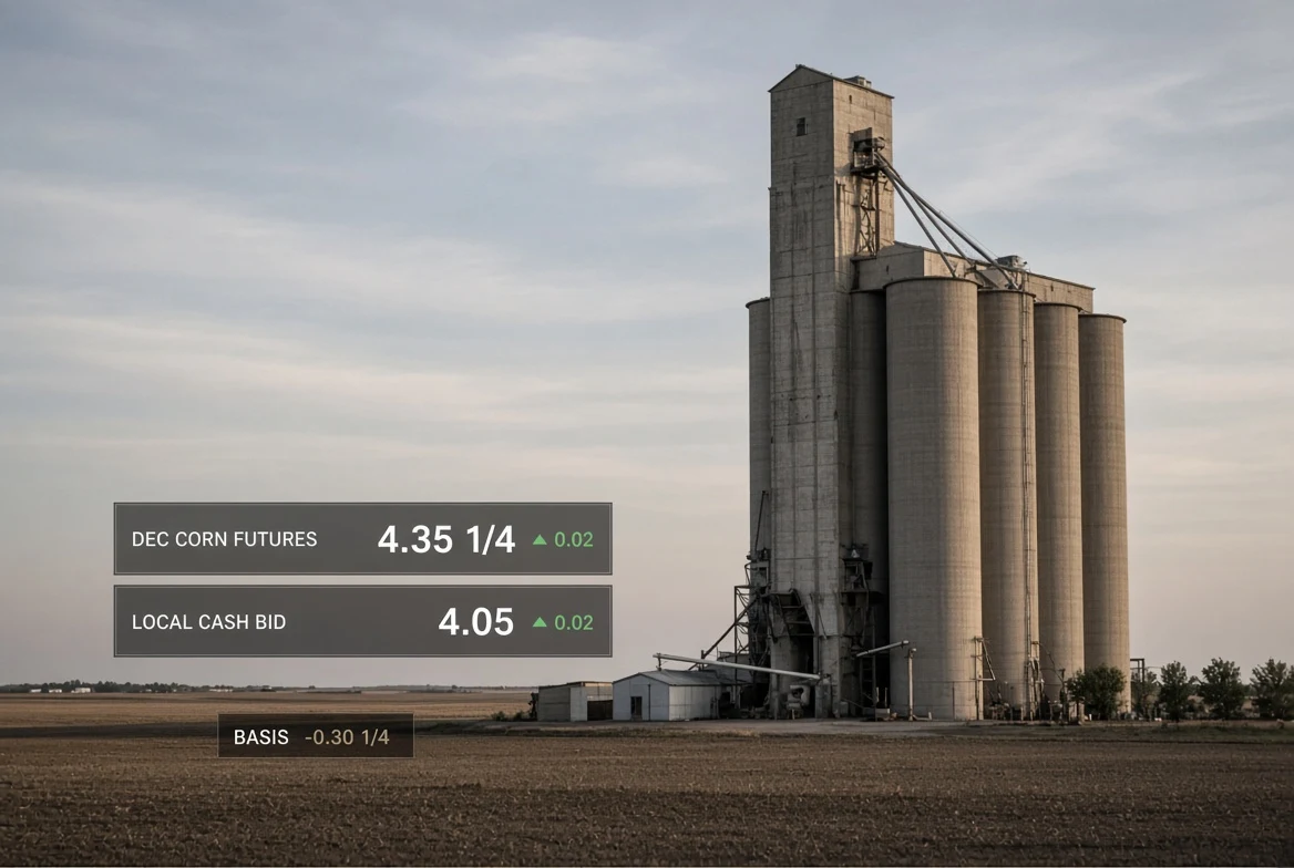 What grain basis measures, and why it swings by region