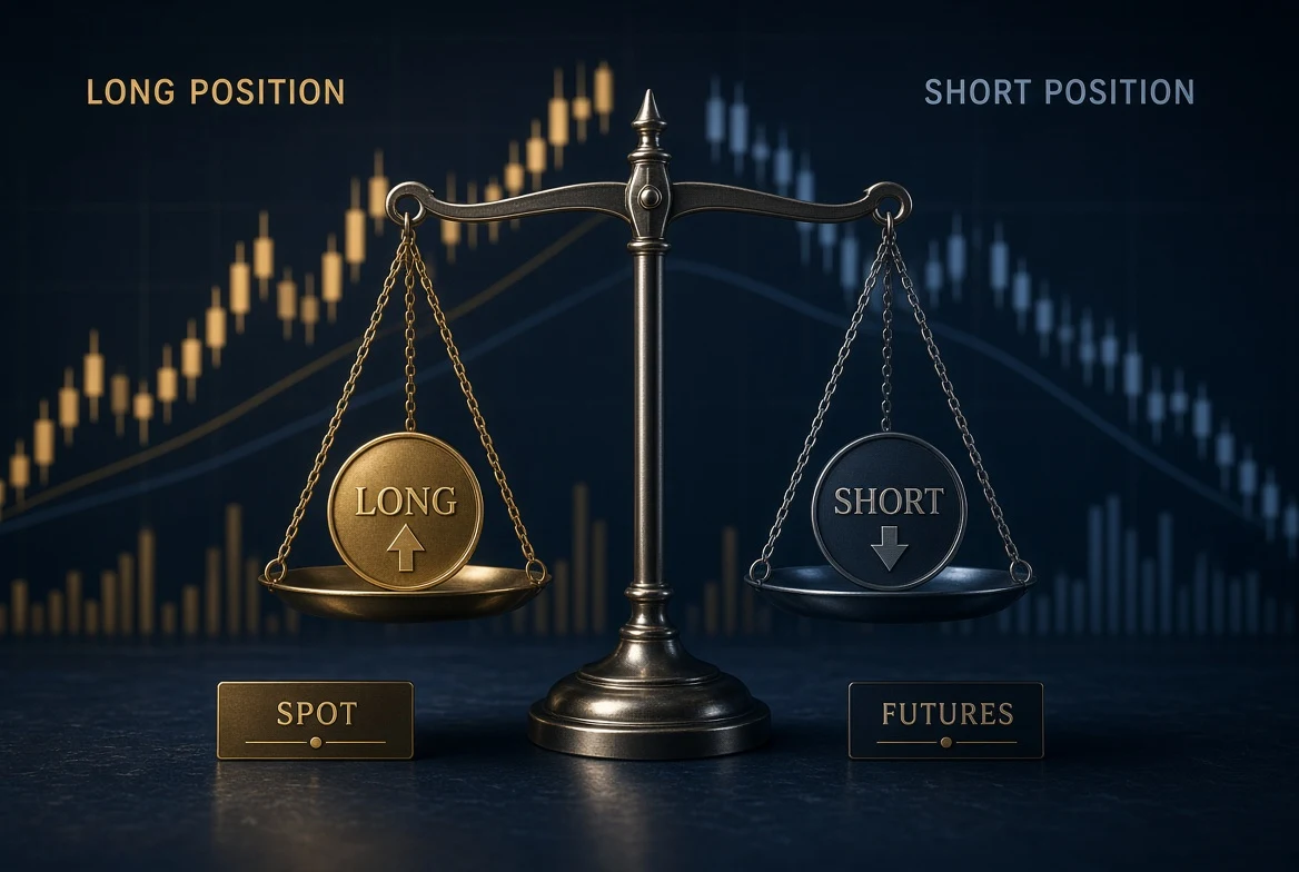 Abstract diagram of a crypto exchange order book showing buy and sell orders converging toward a price line.
