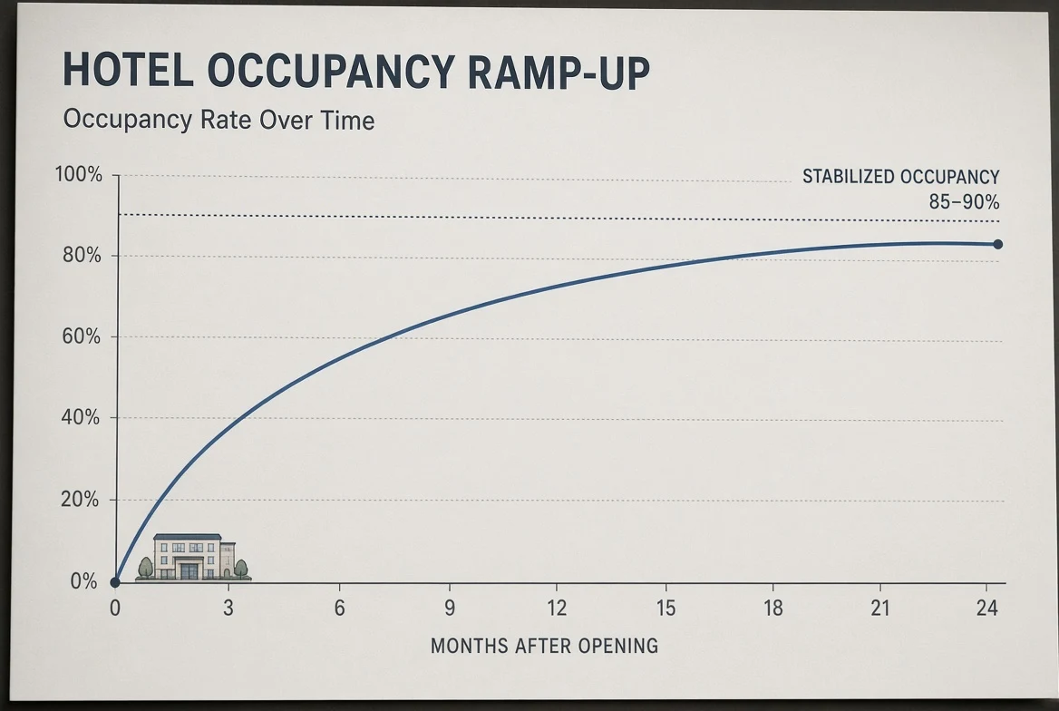 The hotel ramp-up curve: how new properties reach stabilized performance