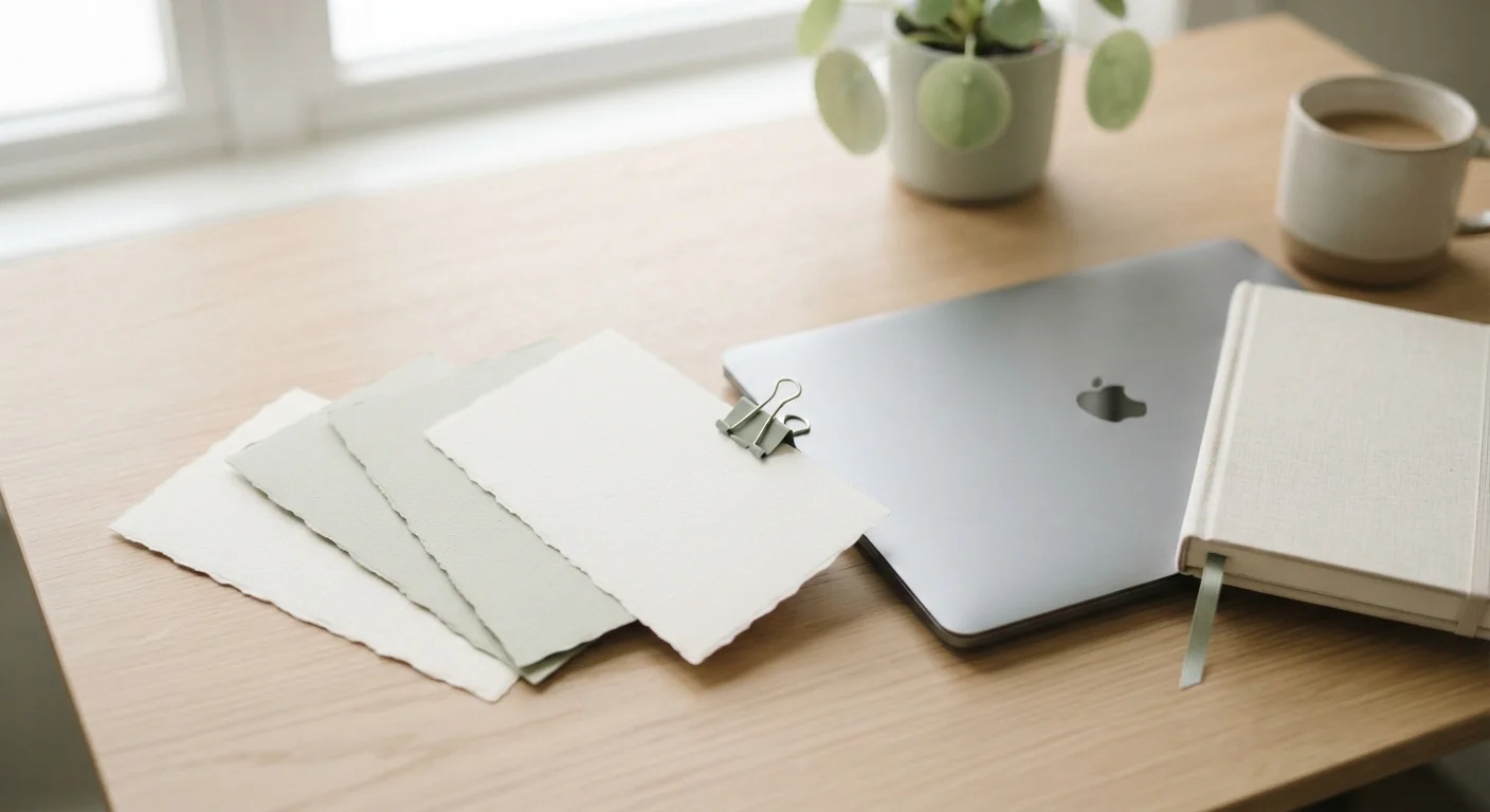 Four numbered index cards on a plain desk