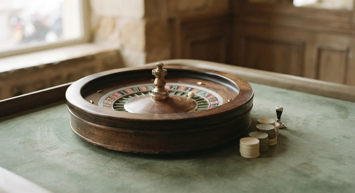 Generic roulette wheel and chips on green felt