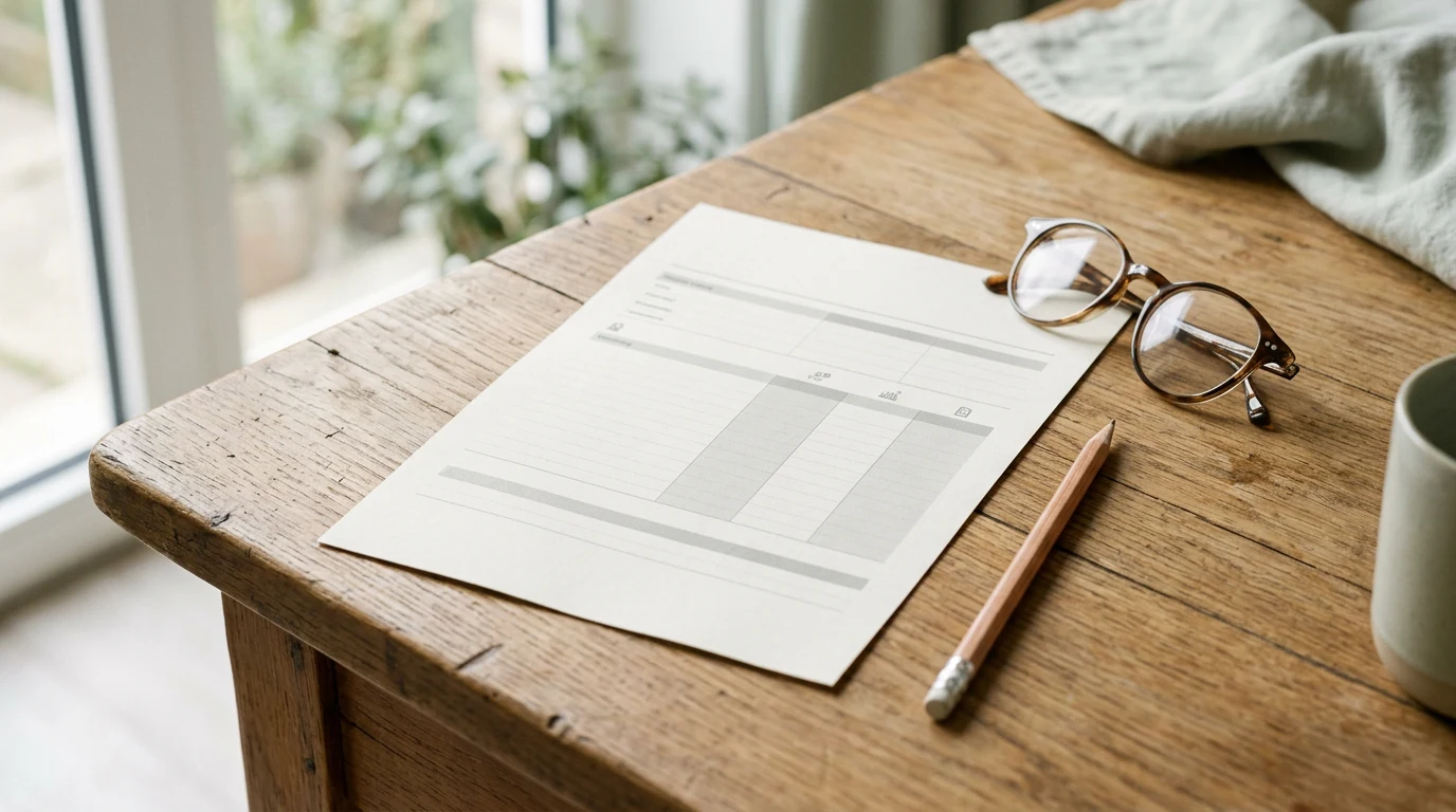 Fund fact sheet and pencil on a plain reading desk