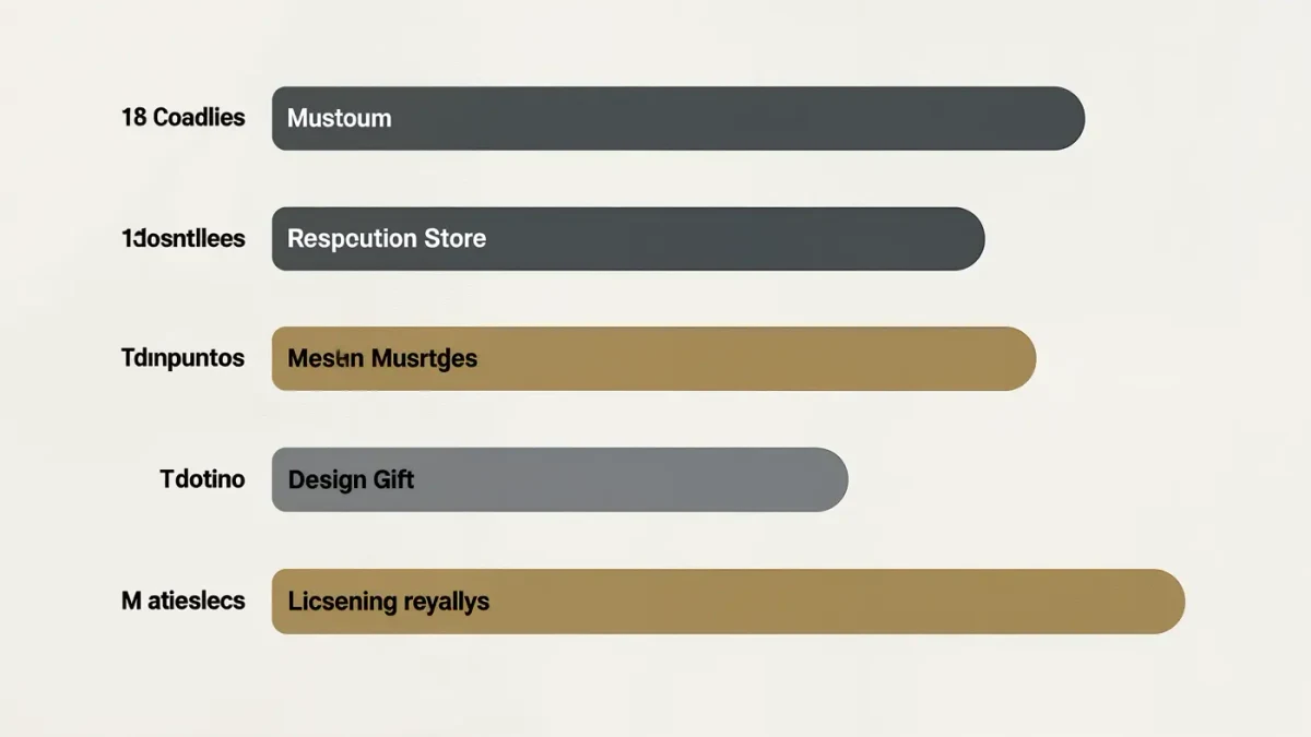 Chart of museum store revenue sources across books, merchandise and licensing
