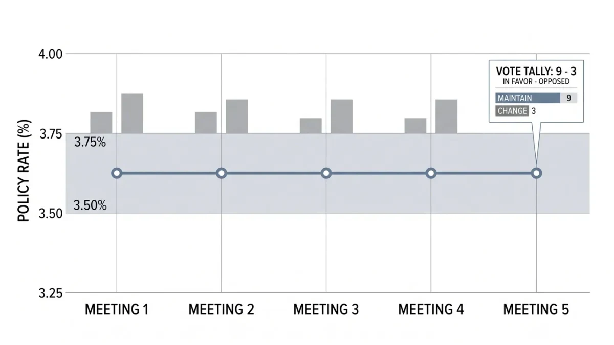 Flat policy-rate line across five consecutive meeting markers