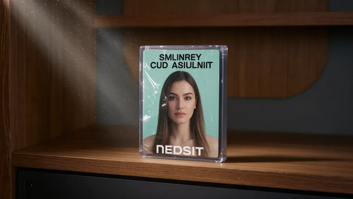 A single Blu-ray case spotlighted beside an empty media shelf