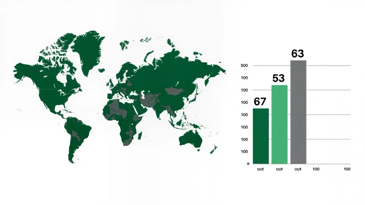 World map chart grading legal rights versus enforcement by region