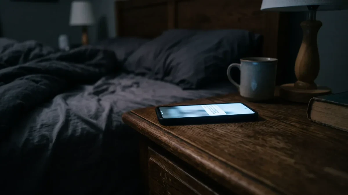 Smartphone lock screen glowing with a single news alert