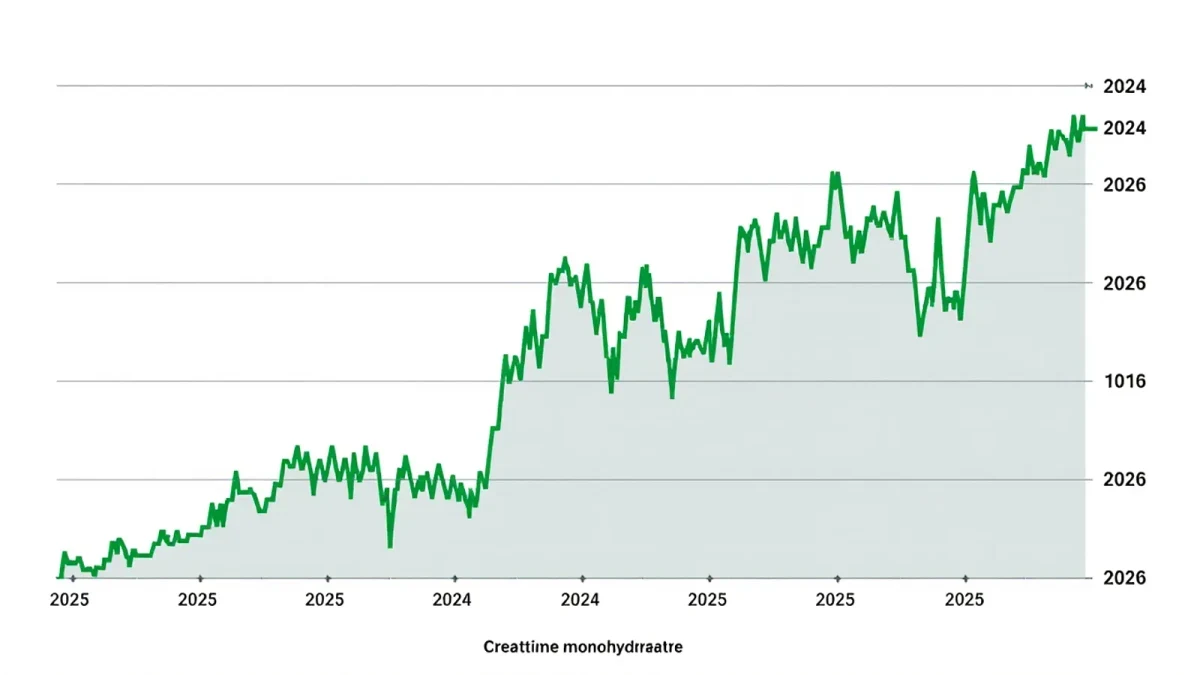 Line chart of creatine monohydrate raw material price 2023 to 2026